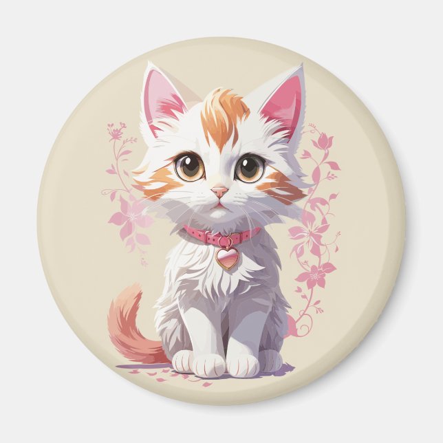 Imán Gato Kawaii Dulce con Ojos Grandes (Frente)