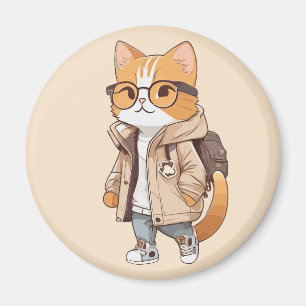 Imán Gato Kawaii Lindo con Ropa Elegante