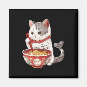 Imán Gato Kawaii NeKo comiendo fideos de Ramen comida j