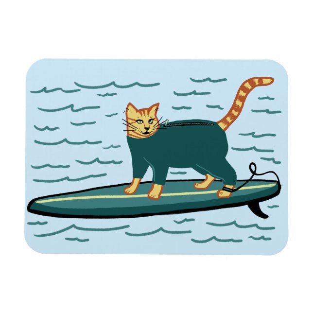 Imán Gato Kitty Cute Surfing (Horizontal)