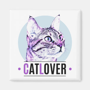 Imán Gato kitty Face rosa y negro amante