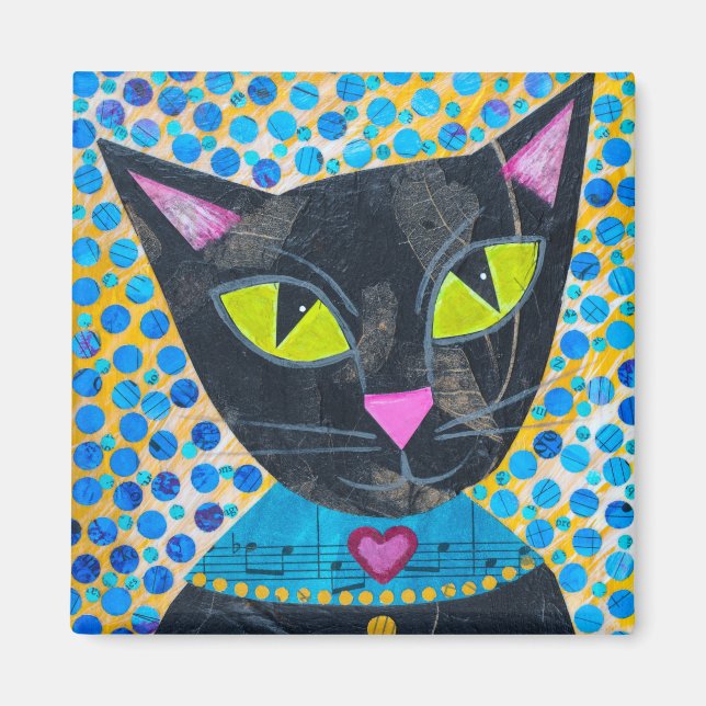 Imán Gato Kitty Negro (Frente)