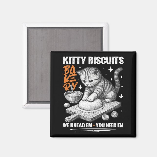 Imán Gato Kneading Baker Kitty Biscuits Los Amamos (Anverso/Reverso)