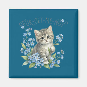 Imán Gato lindo & flores regalo fur-get-me-not muje