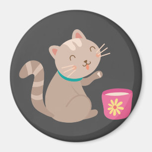 Imán Gato lindo con personalizado de té