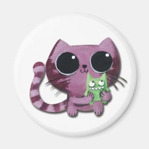 Imán Gato lindo del gatito con el pequeño monstruo