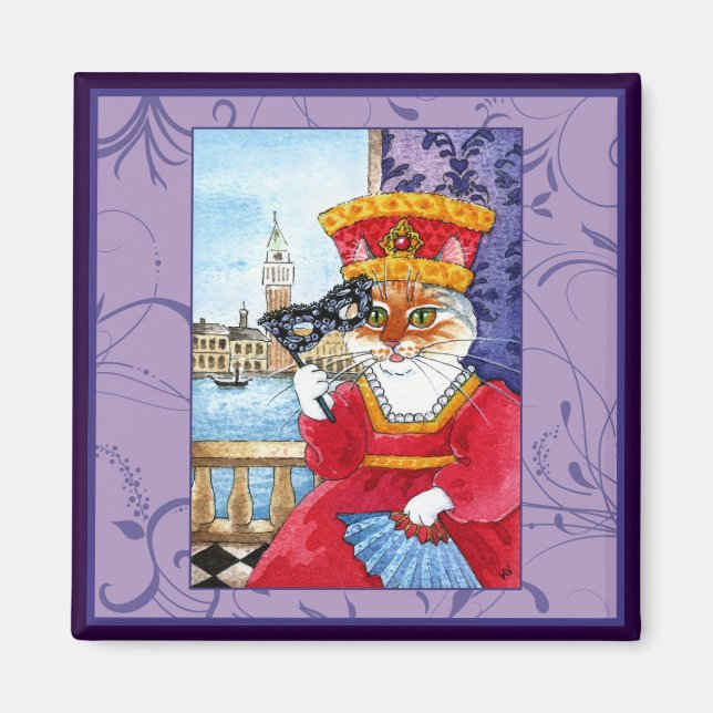Imán Gato lindo, disfraz del Carnaval de Venecia (Frente)