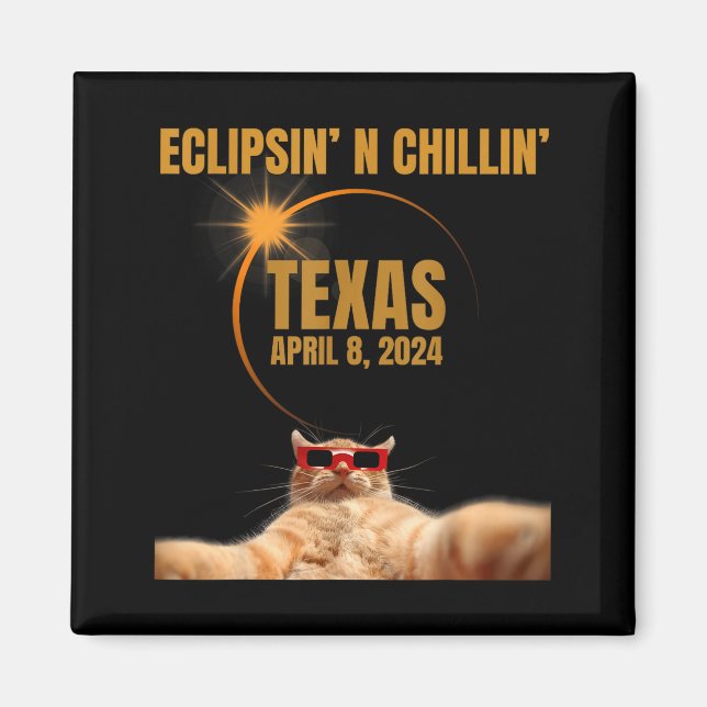 Imán Gato Lindo Eclipse Solar Total Texas (Frente)