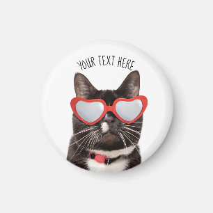 Imán Gato lindo en gafas cardíacas