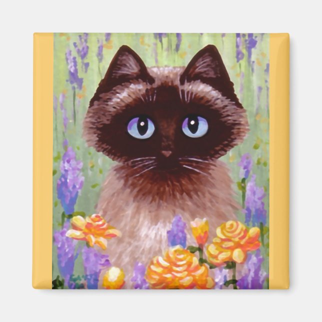 Imán Gato lindo Ragdoll Siamés Birmania Rosa Creationar (Frente)