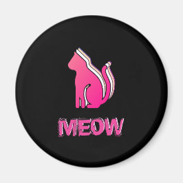 Imán Gato lindo, rosa color animal, arte pop abstracto