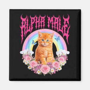 Imán Gato Macho Alfa Gatito Divertido Arcoíris Floral E