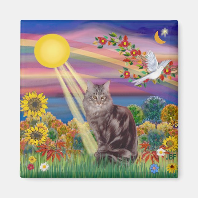Imán Gato Maine Coon 10 - Sol de Otoño (Frente)