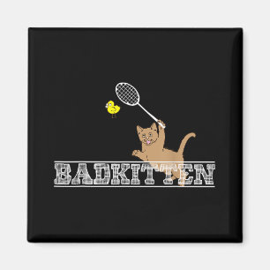 Imán Gato malo divertido amantes del gato de bádminton 
