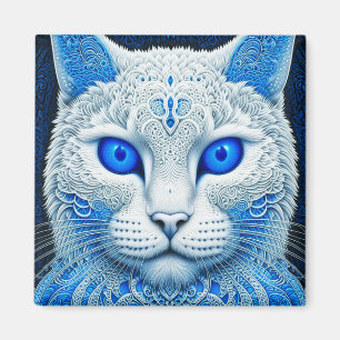 Imán Gato Místico Blanco Arte Etéreo de IA