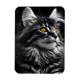 Imán Gato Monocromo Con Ojos Ámbrojos