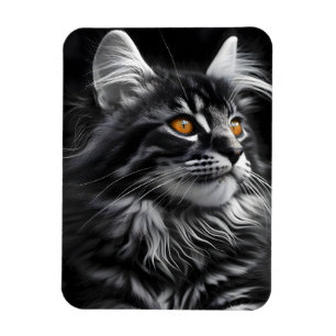 Imán Gato Monocromo Con Ojos Ámbrojos