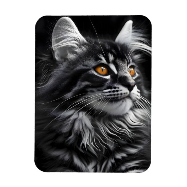 Imán Gato Monocromo Con Ojos Ámbrojos (Vertical)