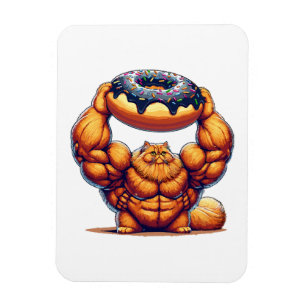 Imán Gato musculoso levantando donut