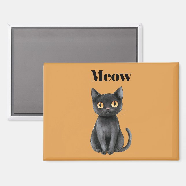 Imán Gato naranja negro Maullar   (Anverso/Reverso)