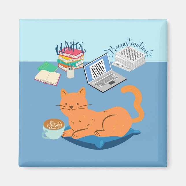 Imán Gato Naranja Perezoso (Frente)