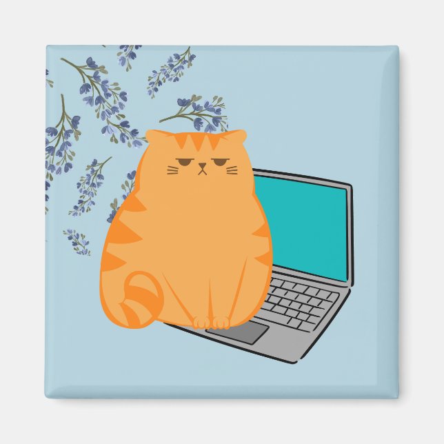 Imán Gato Naranja Trabajando (Frente)
