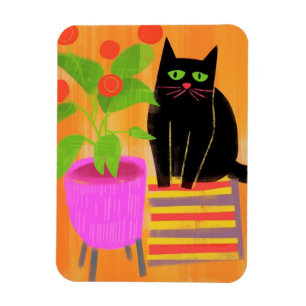 Imán Gato Negro Adorable Con Hogares