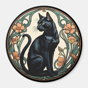 Imán Gato negro Art Nouveau