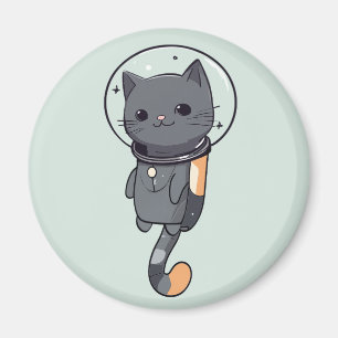 Imán Gato negro astronauta kawaii lindo
