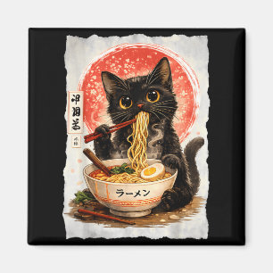 Imán Gato Negro Comiendo Ramen Lindo Kawaii Anime Gato