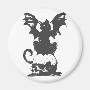 Imán gato negro con alas de monstruo - Elige el color d