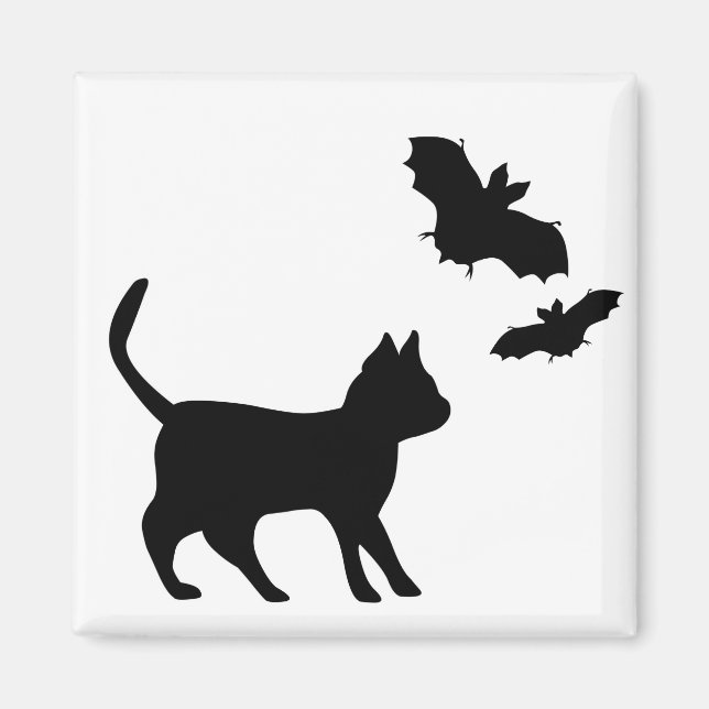Imán Gato negro con bata (Frente)