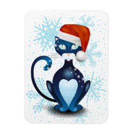 Imán Gato negro con el Gorra de Santa