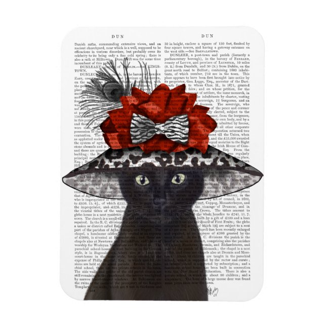Imán Gato negro con fabuloso Gorra (Vertical)