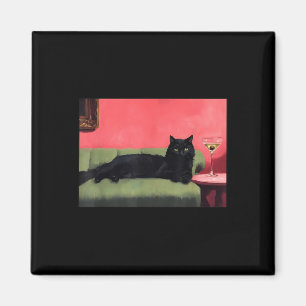 Imán Gato Negro Con Impresión De Arte De Martini