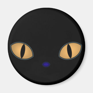 Imán Gato negro con ojos grandes Naranjas