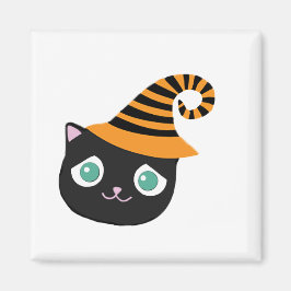 Imán Gato negro con ojos tristes y Gorra caprichoso