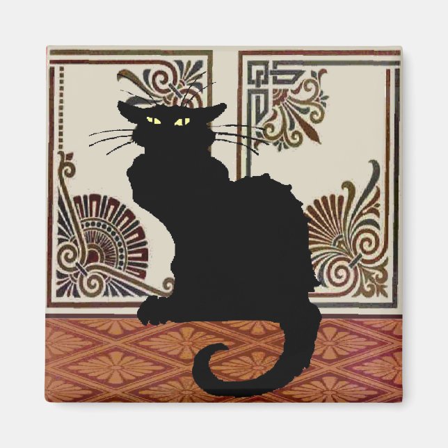 Imán Gato negro con pantalla de arte (Frente)