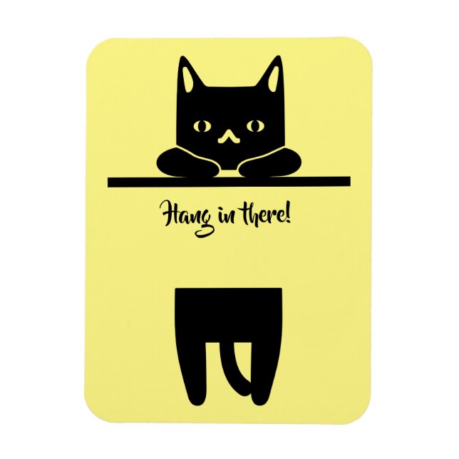 Imán ¡Gato negro, cuelga ahí! (Vertical)
