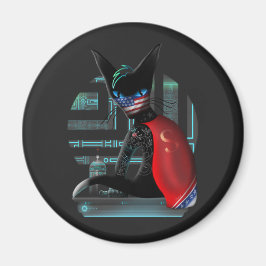 Imán Gato negro Cyberpunk Ninja