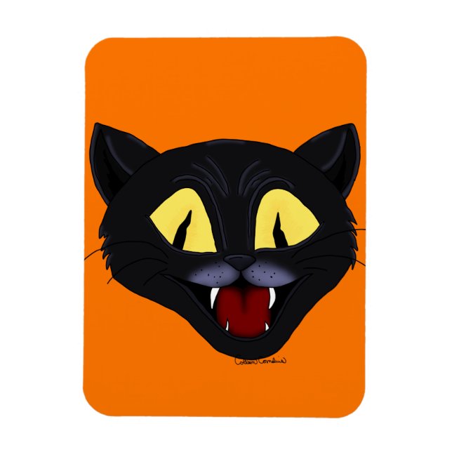 Imán Gato negro de Halloween (Vertical)