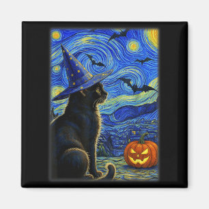 Imán Gato negro de Halloween Amantes de gatos divertido