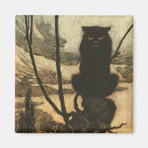 Imán Gato Negro de Halloween Espeluznante Vintage Rackh