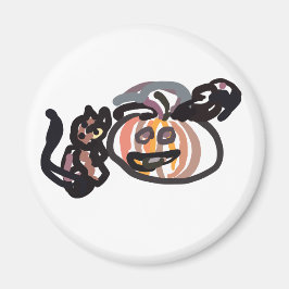 Imán gato negro de Halloween y cuervo
