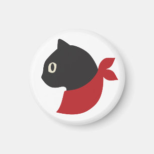 Imán Gato negro de la bufanda roja