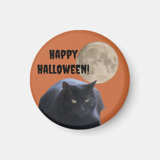 Imán Gato negro de la luna llena de Halloween
