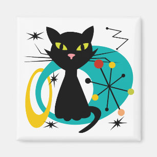 Imán Gato negro de Mid Century