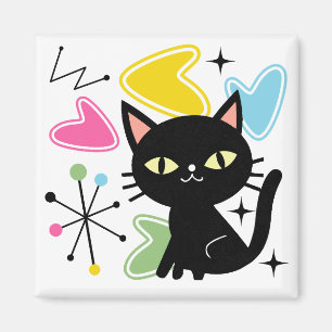 Imán Gato negro de Mid Century