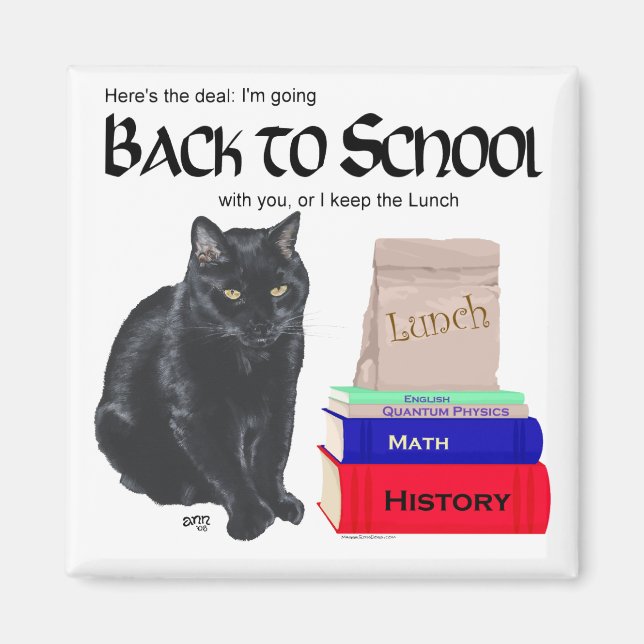 Imán Gato Negro de vuelta a la escuela (Frente)