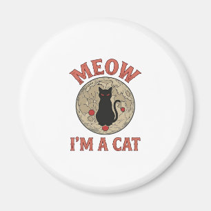 Imán Gato negro divertido luna diseño vintage de Hallow